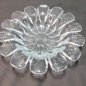 Vintage Holmegaard 9" Glass Daisy Bowl designed by Sidse Werner, Danish MCM